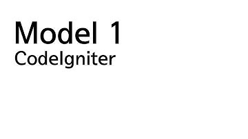 CodeIgniter - model 1