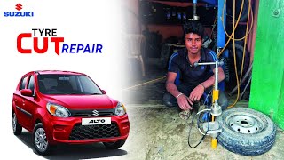 Alto 800 tubeless#tyre # cut repairing...🙏👍🇮🇳👍