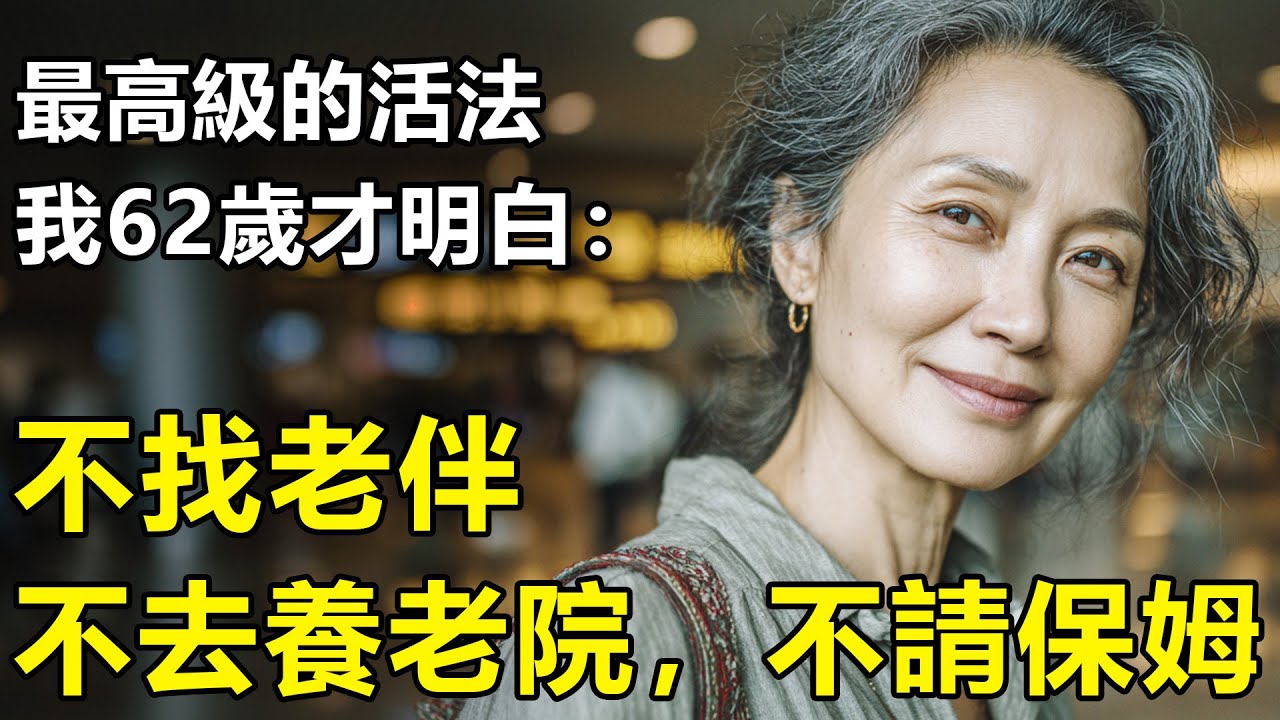 我62歲才明白，人老了只剩一個人的時候！不找老伴,不去養老院,不請保姆,才是一個老人最高級的活法【養老|情感|幸福生活】