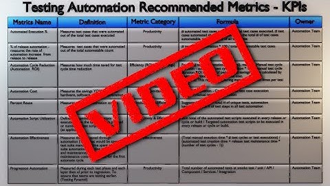 Testing Automation Recommended Metrics - KPIs