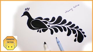 How to draw a Peafowl tattoo design on paper screenshot 1