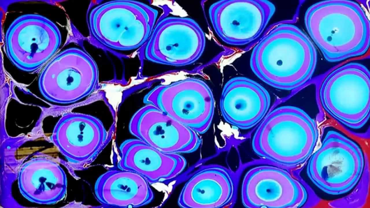 Jacquard's New Marbling Kit:  Freestyle Spanish Wave over Stone Bullseye