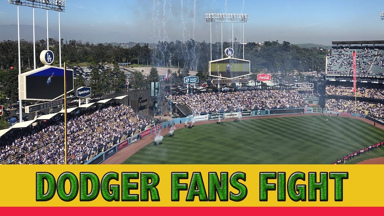 Fight at the Dodgers vs Giants Opening Day 3-29-18 - YouTube