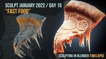Sculpt January 2022 - Day 15 "Fast Food" | Blender Sculpting Timelapse