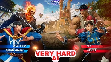 Doctor Strange & Ghost Rider VS Ryu & Chun Li (Very Hard AI) - Marvel VS Capcom Infinte