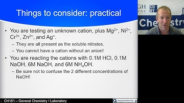 CH151L - Lab 6 - (CH127L - Lab 7) - Qualitative Analysis - Pre-lab lecture video