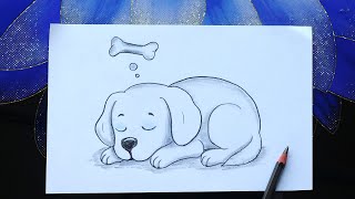 Sleeping Dog Drawing 🐾🐕 Sleeping Dog Drawing 🐾🐕