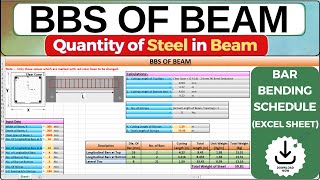 BBS of Beam with Excel Sheet Steel Quantity Calculation Bar Bending Schedule For