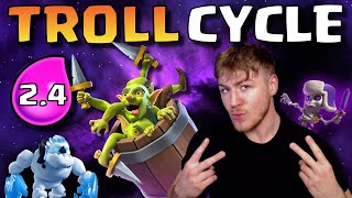TROLLING OPPONENTS with 2.4 ELIXER LOG BAIT DECK in Clash Royale!