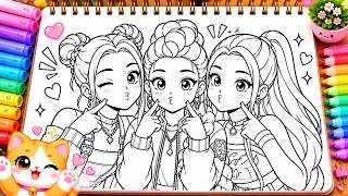 Satisfying Coloring - AMAZING KPop Demon Hunters Coloring Pages - Rumi, Mira, Zoey