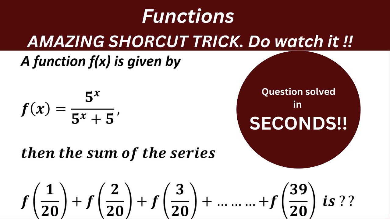Functions | Best Shortcut Trick | solved in seconds | Jee Main | Jee ...