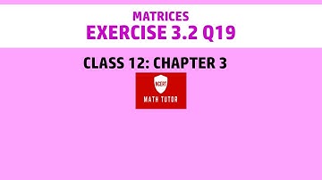 20. Class 12 Maths: Chapter 3  - Matrices: Exercise 3.2 Q19