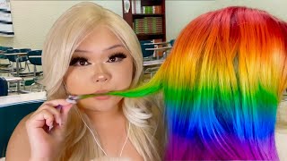 YOU HAVE RAINBOW HAIR SO YOUR GAY 🌈 FRIEND EATS YOUR GAY 🌈 HAIR WHILE BEING GAY 🌈😳 ASMR (realistic?)