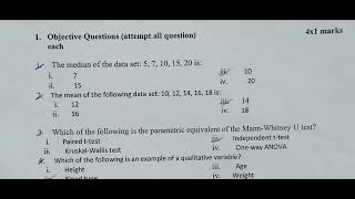 Research Methodology &amp; Biostatistics Second Internal Exam Question Paper, BPO Third Year