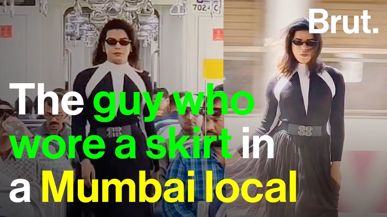 Man in skirt turns showstopper in Mumbai local