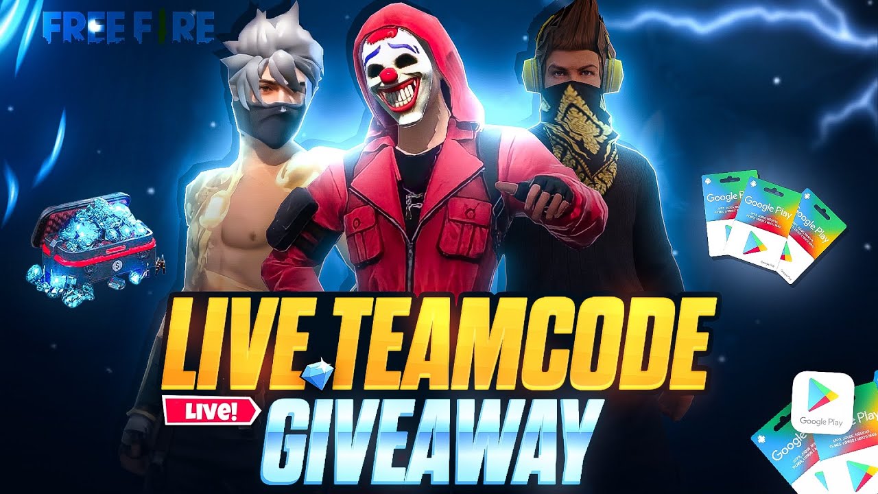 FREE FIRE LIVE TEAM CODE GIVEAWAY | FREE FIRE CUSTOM ROOM DIAMOND ...
