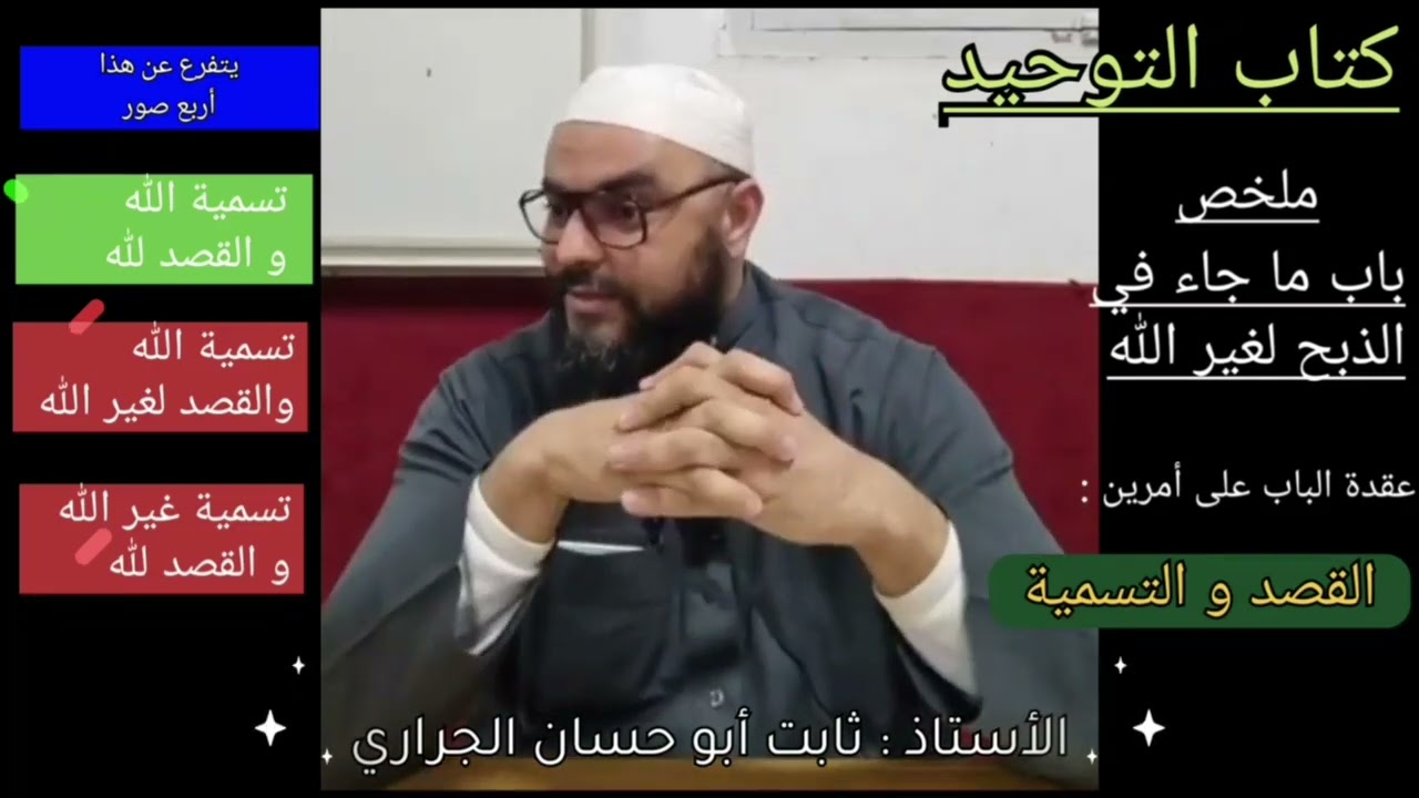 ملخص باب ما جاء في الذبح لغير الله ، الأستاذ ثابت الجراري حفظه الله