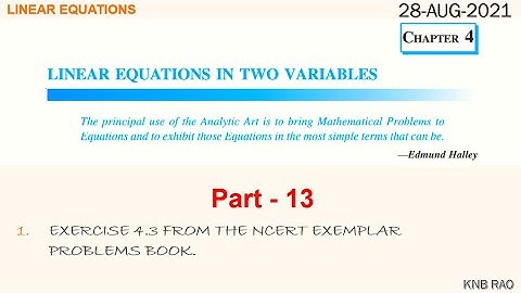 CLASS 9 MATHS NCERT EXEMPLAR -UNIT- 4 LINEAR EQUATION IN 2 VARIABLES; SHORT ANSWER TYPE EXERCISE 4.3