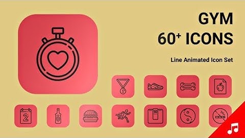 Gym Fitness Sport Workout Icon Set - Line Animated Icons - After Effects Template