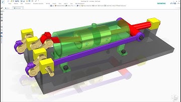 Air Compressor Of Two Coaxial Pistons Mechanism - Assembly & Animation in Solid Edge