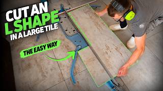 How a Tiler Cuts an L Shape in a Large Format Tile