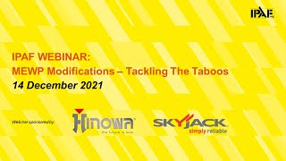 IPAF WEBINAR: MEWP MODIFICATIONS - TACKLING THE TABOOS (14/12/2021 KO)