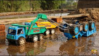 खेला हो गया! 🚜 Tractor & Dumper Bridge Crossing Fail! Powerful Crane & JCB Toy Rescue Video