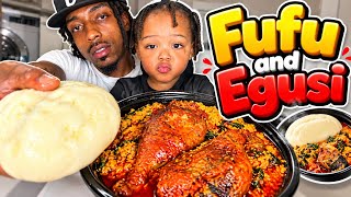 We got us some Fufu and Egusi im excited 🙆🏻‍♂️🙆🏻‍♂️ #africanfood #fufu #tastetest #fatherson #fyp