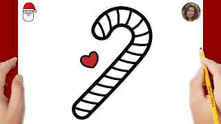 Cómo Dibujar Un Bastón De Caramelo Navideño Dibujos De Navidad Para Dibujar