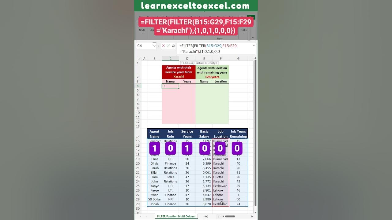 Excel Pro Trick Use FILTER Function to Get values from Specific Multiple Non Adjacent Columns