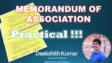 Practical Memorandum of Association Format| By Deekshith Kumar Puttur