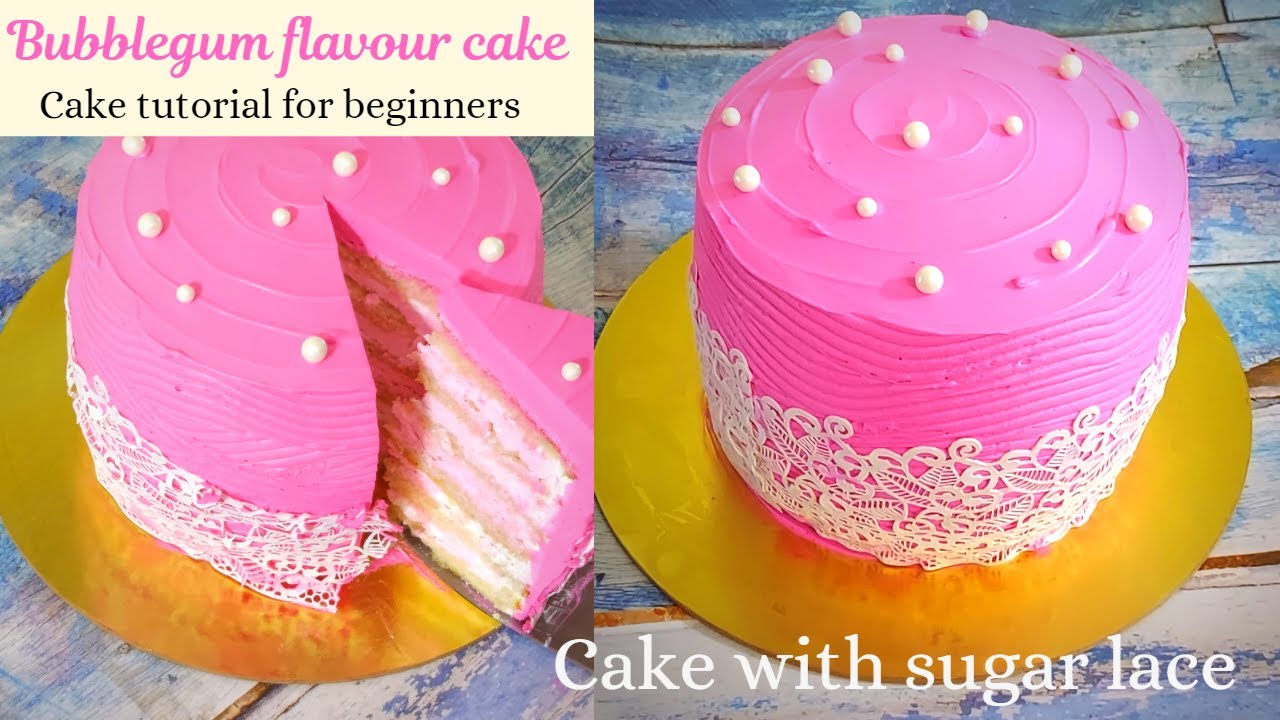 Pink bubblegum cake New flavor cake Fuchsia color icing cake