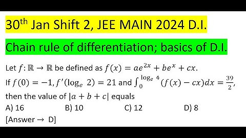 Let f:R→R be defined as f(x)=ae^2x+be^x+cx. If f(0)=-1,f