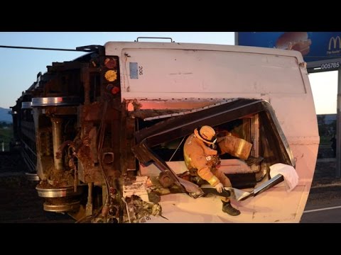 Truck driver arrested after dozens hurt in California train crash