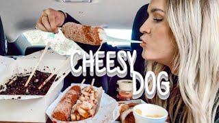 CHEESY KOREAN CORNDOG MUKBANG!! (JAJANG and KIMCHI DUMPLINGS)