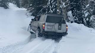 Nissan Patrol Y61 M57+40” Maxxis Trepador+Marks4wd low kit in deep snow