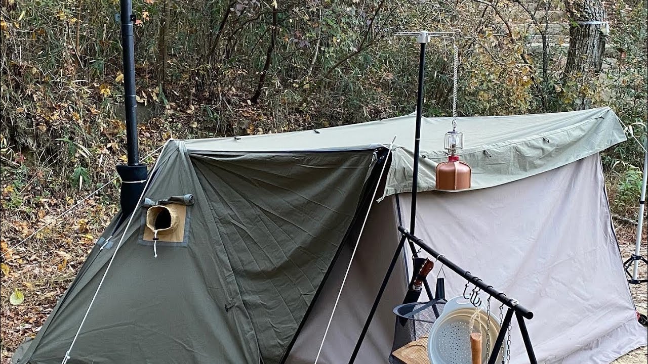 ソロキャンプ】ソロベースに薪ストーブ インストール【バンドック