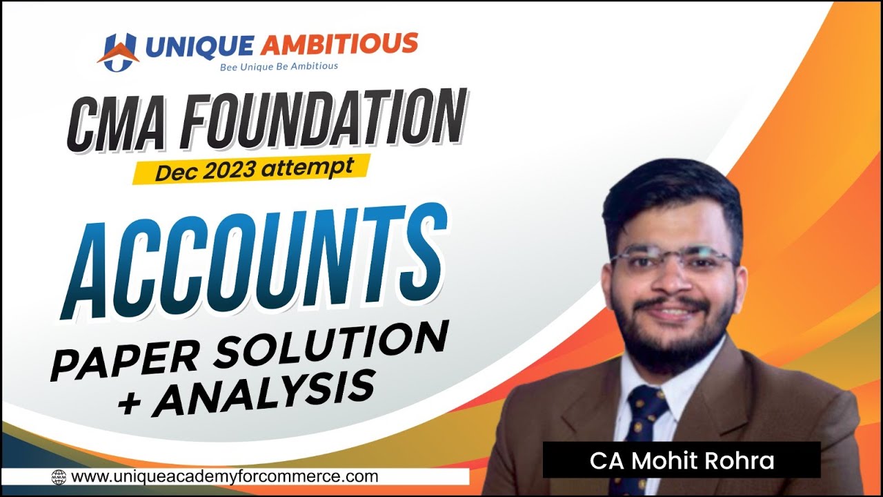 CMA Foundation || Accounts - Paper Solution & Analysis - Dec 23 ICMAI ...