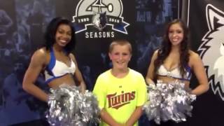 Gavin with the Wolves cheerleaders!