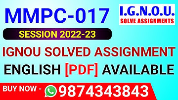 MMPC-17 Solved Assignment 2022-23 in English, MMPC 17 Solved Assignment 2023, MMPC 17 Assignment