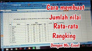 CARA MEMBUAT JUMLAH NILAI, RATA RATA, DAN RANKING NILAI pd Ms EXCEL