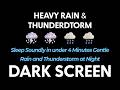 Sleep Soundly in under 4 Minutes ⛈ Gentle Rain &amp; Thunderstorm at Night ⛈ Dark Screen Rain Sounds