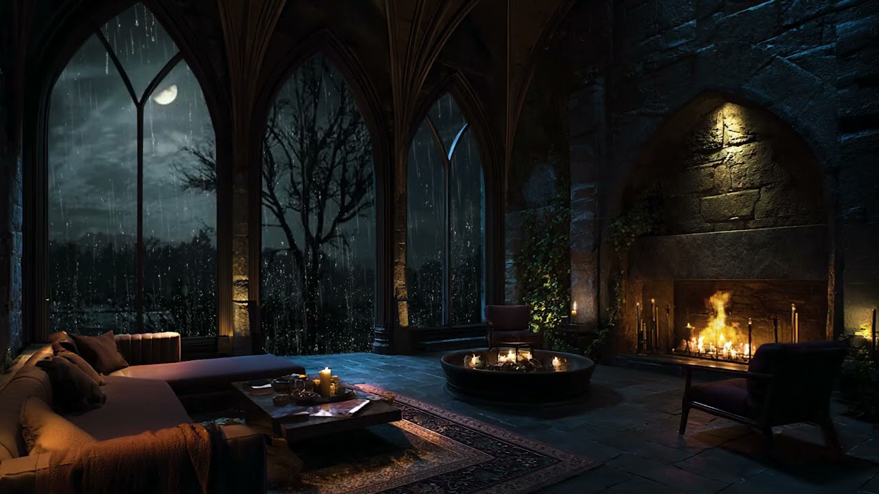 Heavy Rain at a Victorian Castle 🏰🌧️ Dark Night Ambience for Deep Sleep