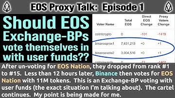 🔵 EOS Proxy Talk (Ep. #1) - Unvoting EOS Nation, Exchanges Voting With User Funds, 1T1V, B1 proxy