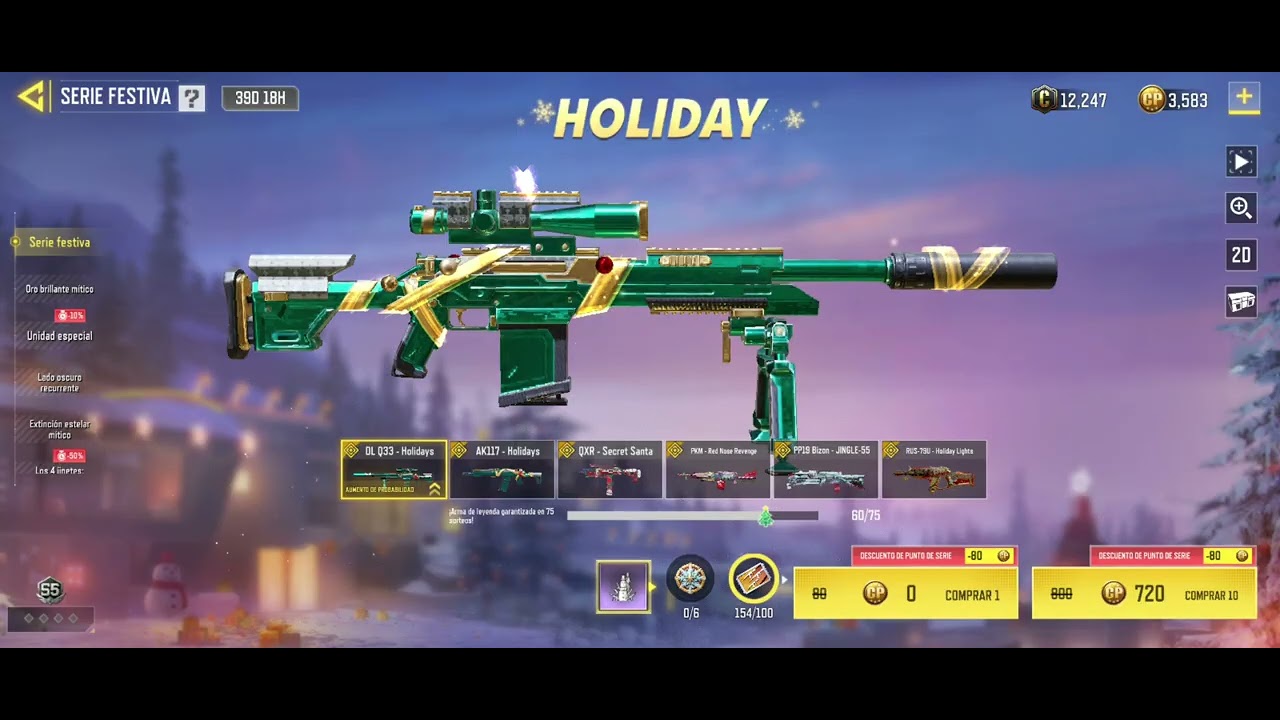 Comprando una legendaria de serie navideña en cod mobile 