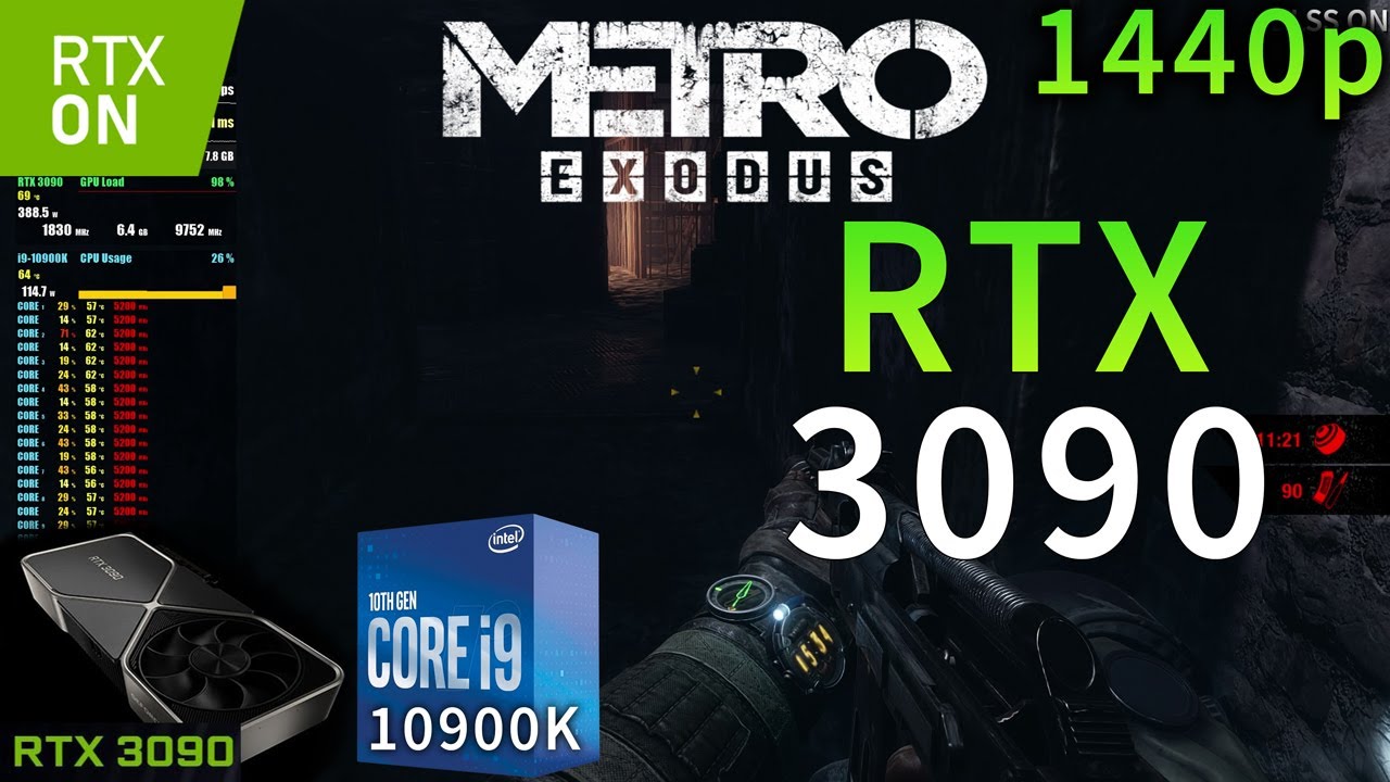 Metro Exodus RTX 3090 i9 10900K 5.2GHz RTX ON Maximum Settings
