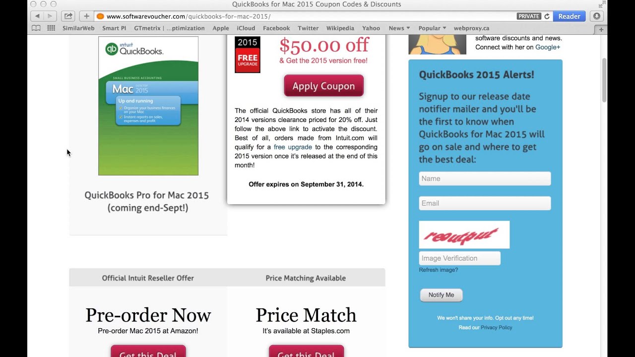QuickBooks Mac 2015 How to use a coupon code found at SoftwareVoucher