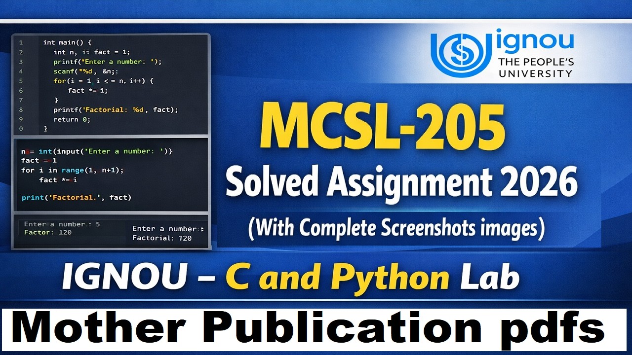 MCSL 205 solved assignment 2026 in English || mcsl 205 solved assignment 2026 || ignou mcsl205