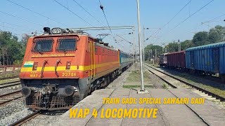 Red Wap 4 Shunted With Blue Icf Coaches Special Sawaari Train Gadi