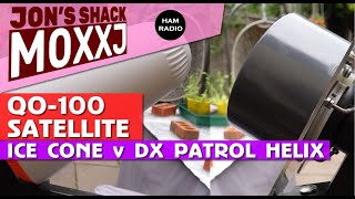 HAM RADIO: QO100 Ham Radio Satellite: Ice Cone Feed versus DX Patrol Helix